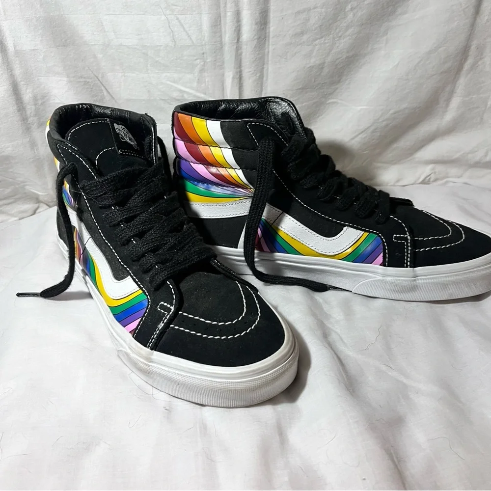 Vans SK8-Hi Reissue (Refract) Black / True White/Multicolor Mens 9 / Women 10.5 - Picture 2 of 6